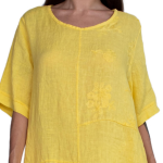 Italian Made Linen Over-sized A-line Midi Dress- Daffodil Yellow 91609 $157.95-3