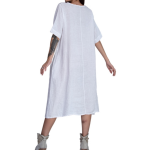 Italian Made Linen Over-sized A-line Midi Dress- White 91609 $159.95-1