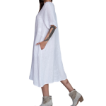 Italian Made Linen Over-sized A-line Midi Dress- White 91609 $159.95-2