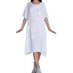 Linen Over-sized A-line Midi Dress- White