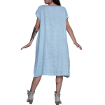 Italian Made Linen Tunic Midi Dress - Light Blue 92363 $149.95-2