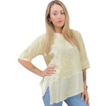 PALE YELLOW - 9103 - LINEN & SILK BORDER HEM TOP 99.95-1