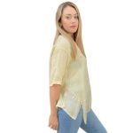 PALE YELLOW - 9103 - LINEN & SILK BORDER HEM TOP 99.95-2