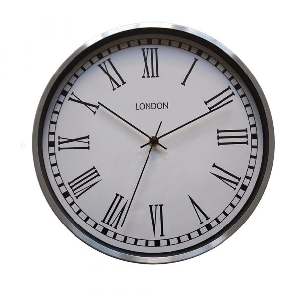 Silver London Aluminum Clock